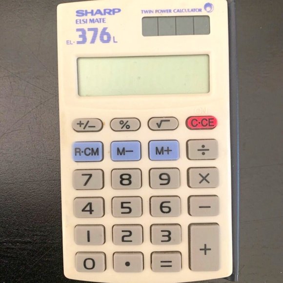 Sharp Elsi Mate EL-376LB 8- Digit Electronic Calculator EL-376L Twin Power - Picture 2 of 4